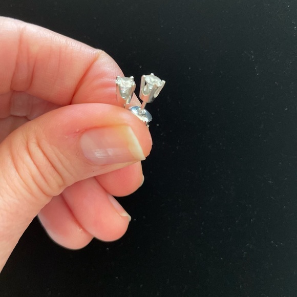 Certified natural diamond stud earrings in 14K white gold, .54 cttw - Picture 3 of 6